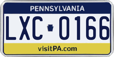 PA license plate LXC0166