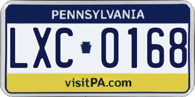 PA license plate LXC0168