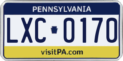 PA license plate LXC0170