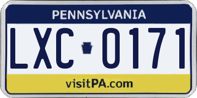 PA license plate LXC0171