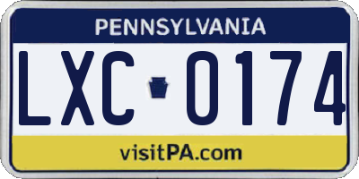 PA license plate LXC0174