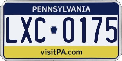 PA license plate LXC0175