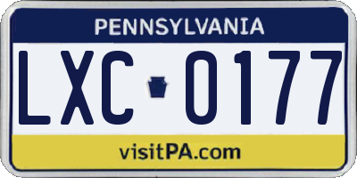 PA license plate LXC0177