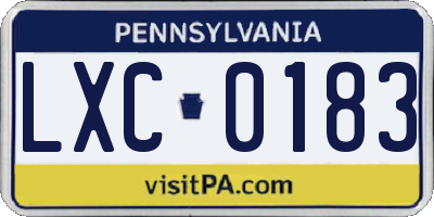 PA license plate LXC0183
