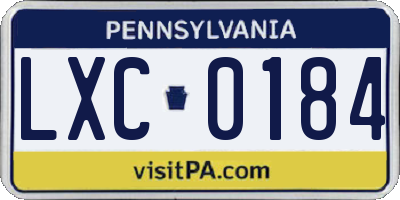 PA license plate LXC0184