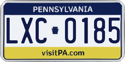 PA license plate LXC0185