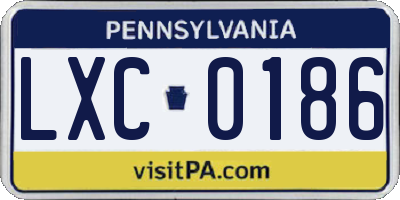 PA license plate LXC0186