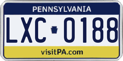 PA license plate LXC0188