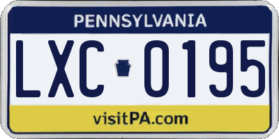 PA license plate LXC0195