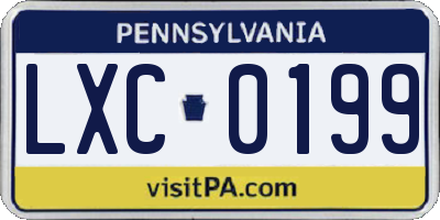 PA license plate LXC0199