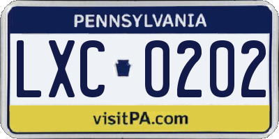PA license plate LXC0202