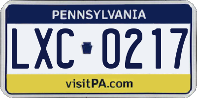 PA license plate LXC0217