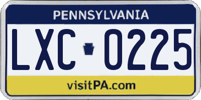 PA license plate LXC0225