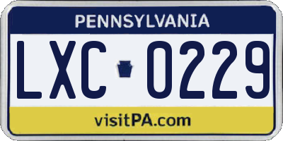PA license plate LXC0229