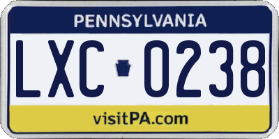 PA license plate LXC0238