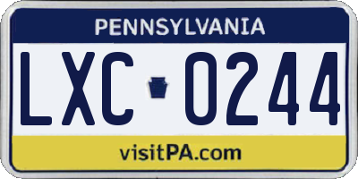 PA license plate LXC0244