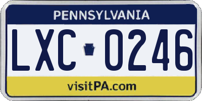 PA license plate LXC0246