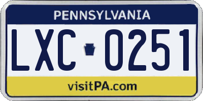 PA license plate LXC0251