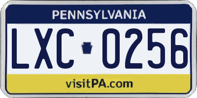 PA license plate LXC0256