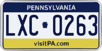 PA license plate LXC0263