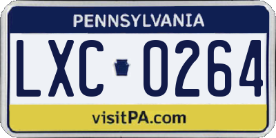 PA license plate LXC0264