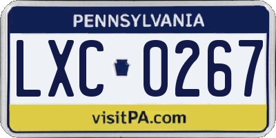 PA license plate LXC0267
