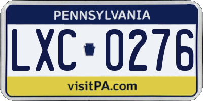 PA license plate LXC0276