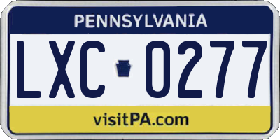 PA license plate LXC0277
