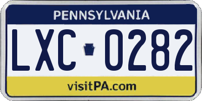 PA license plate LXC0282
