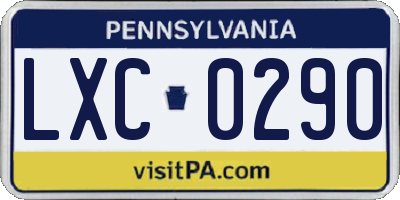 PA license plate LXC0290