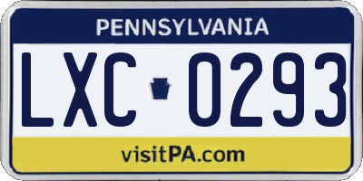 PA license plate LXC0293