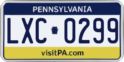 PA license plate LXC0299