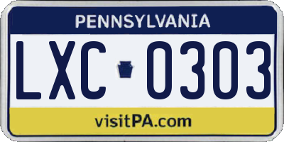 PA license plate LXC0303