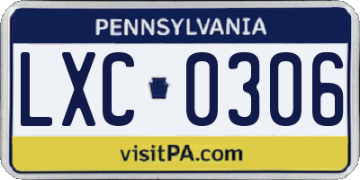 PA license plate LXC0306
