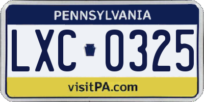PA license plate LXC0325