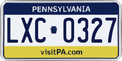 PA license plate LXC0327