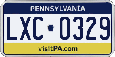 PA license plate LXC0329