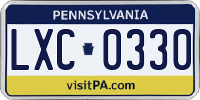 PA license plate LXC0330