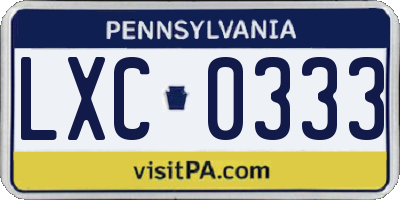 PA license plate LXC0333