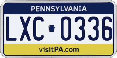 PA license plate LXC0336