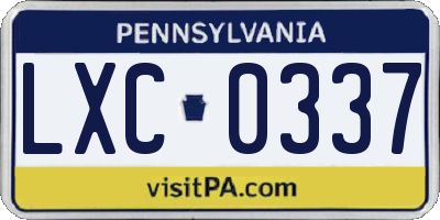 PA license plate LXC0337