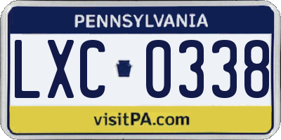 PA license plate LXC0338