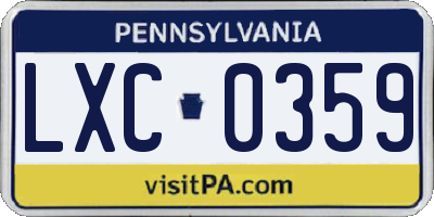 PA license plate LXC0359