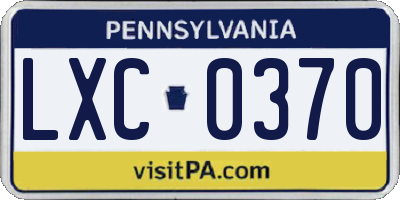 PA license plate LXC0370