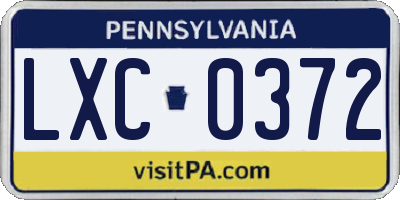 PA license plate LXC0372