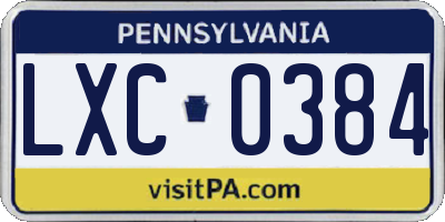 PA license plate LXC0384