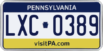 PA license plate LXC0389