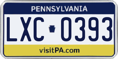 PA license plate LXC0393