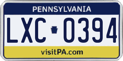PA license plate LXC0394