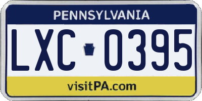 PA license plate LXC0395